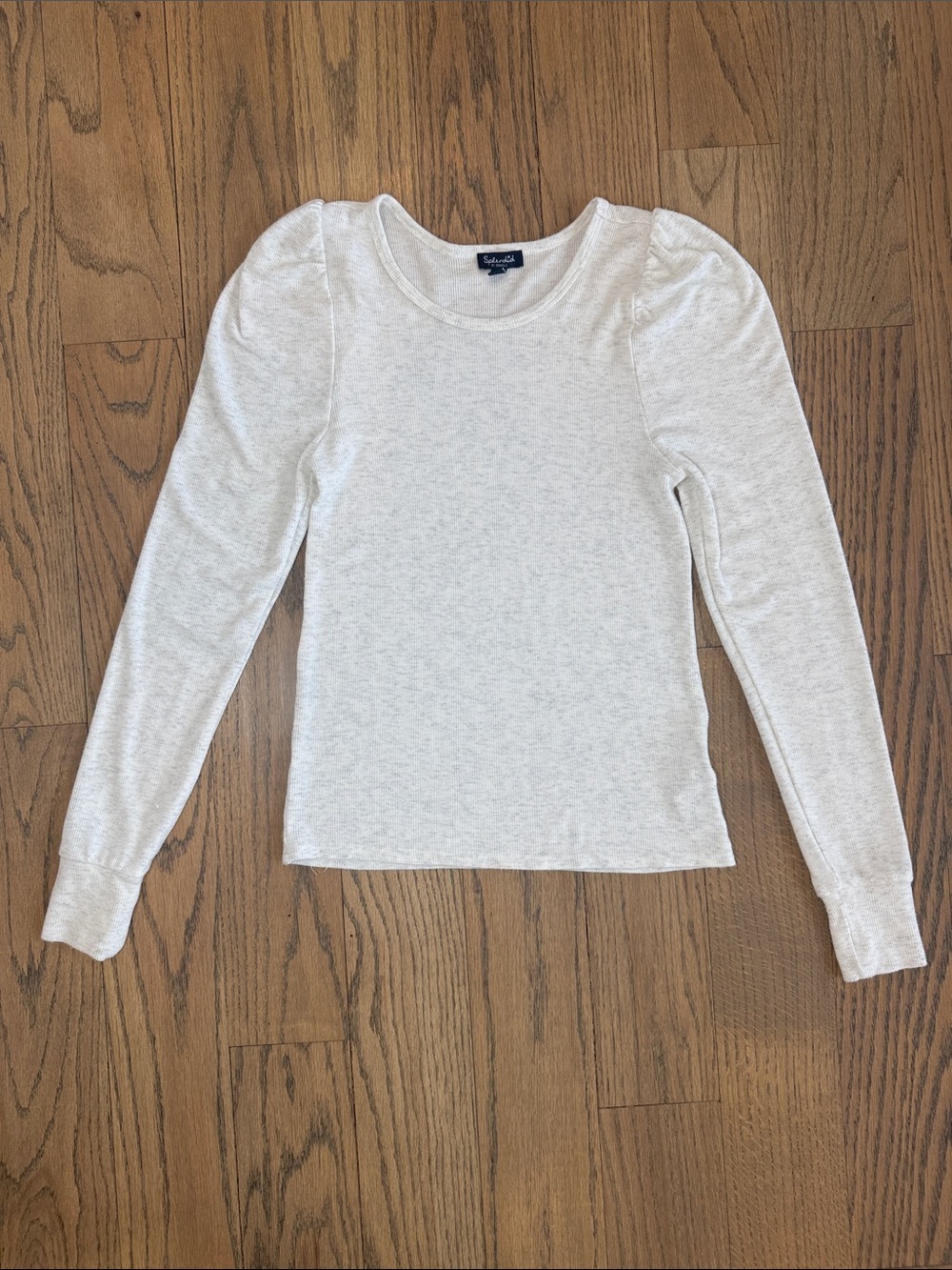 Spendid Women’s Ribbed Heathered Long Puff Sleeve Shimmer Knit Top Size X-Small